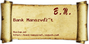 Bank Manszvét névjegykártya